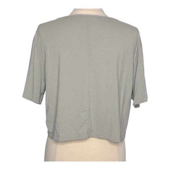 Babaton Aritzia Foundation V-Neck Cropped T-Shirt Sage Green Small - Picture 2 of 6